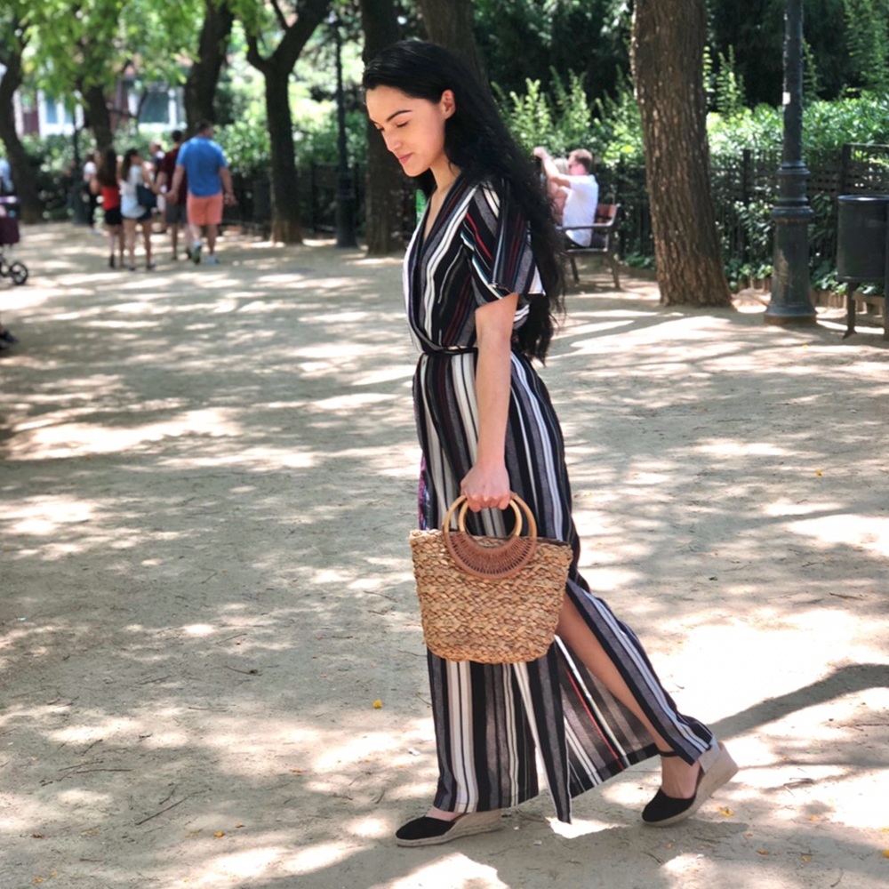 Size S/M - Striped Jumpsuit with Side Slits